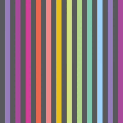 Tula Pink patchworkstof med regnbuefarvede striber p gr baggrund